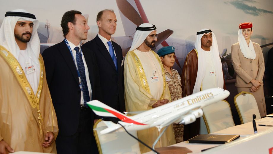 The Emirates/Airbus signing at the Dubai Air Show