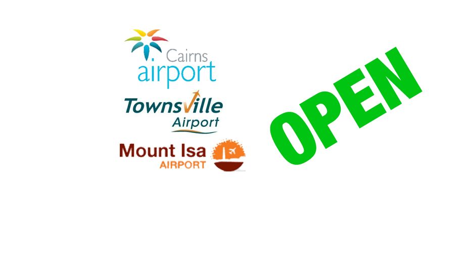 Cairns Airport, Townsville Airport, Mount Isa Airport: all open after Cyclone Yasi, flights scheduled to run