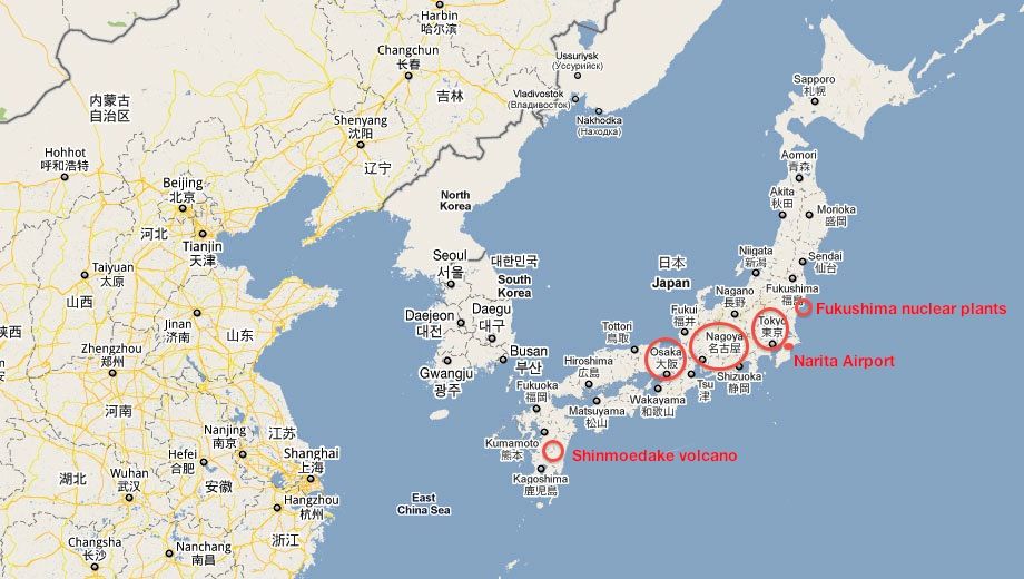 Is it safe to travel to Japan? Danger areas plotted on a map