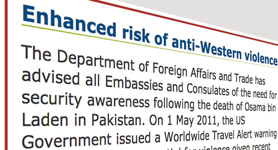 Security and safety advice for Australians after bin Laden death: the latest from DFAT