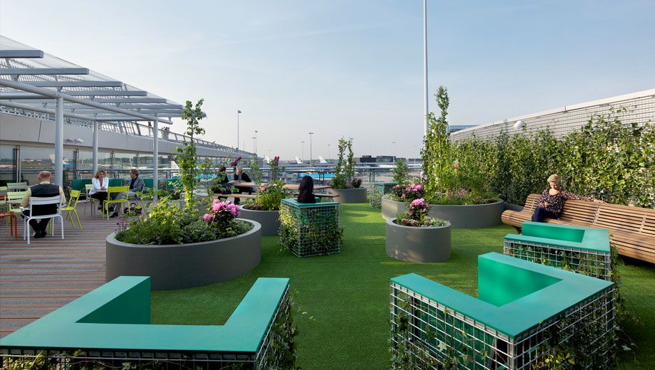 Amsterdam Schipol airport's new garden park inside the terminal