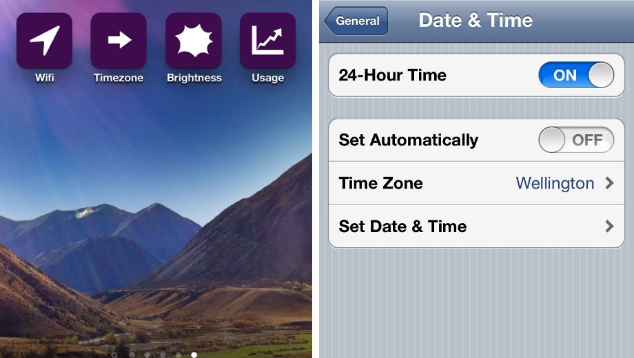 One-tap shortcuts to iPhone/iPad settings: Wi-Fi, Timezones & more