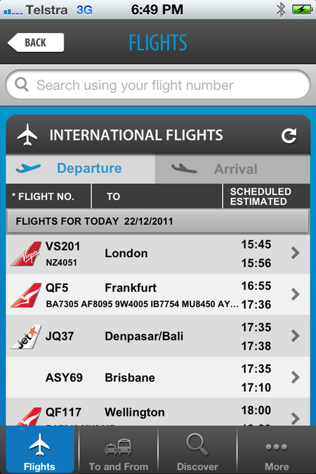 Review and pics: Sydney Airport's new iPhone app