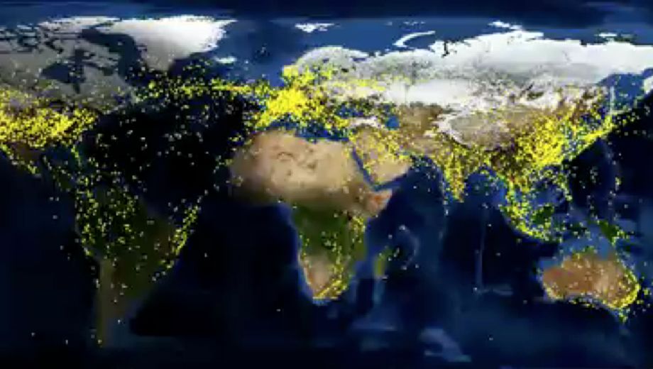 Video: every flight in world over a 24-hour period, in one minute