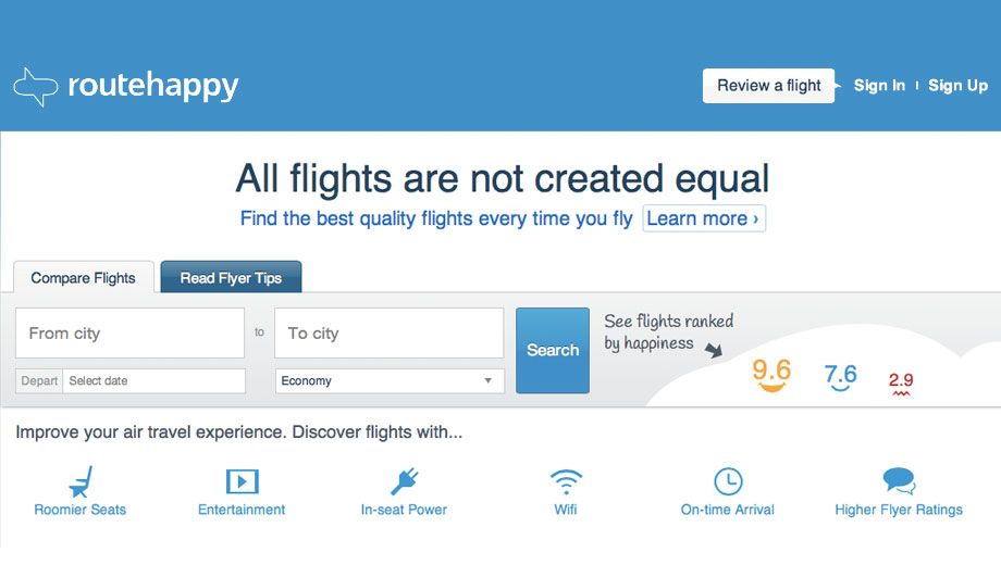 Flight search site Routehappy helps you pick comfort over price