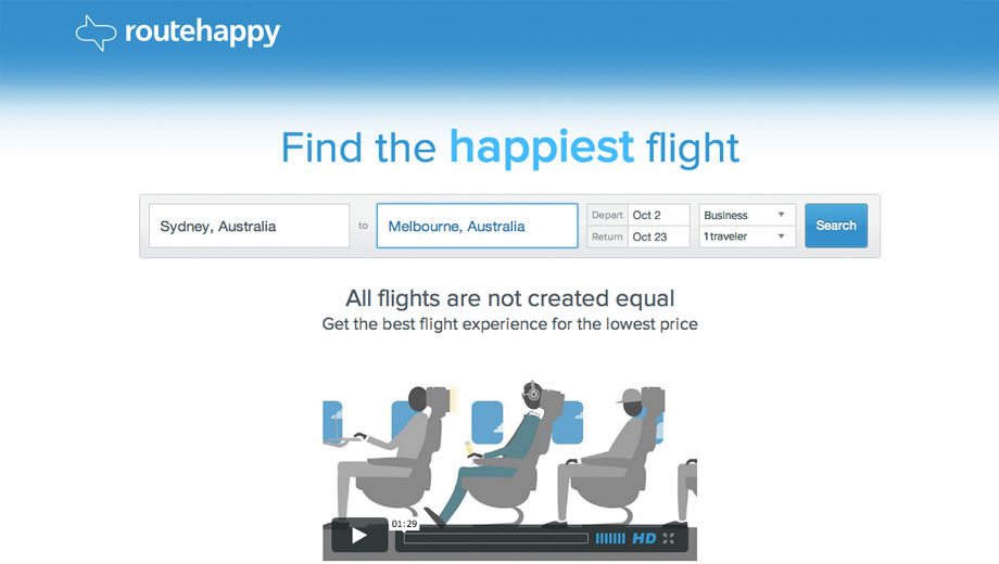 Routehappy launches: flights rated by 'happiness' factor