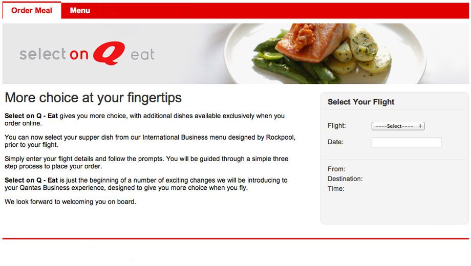 Qantas brings pre-flight meal ordering to London, Singapore