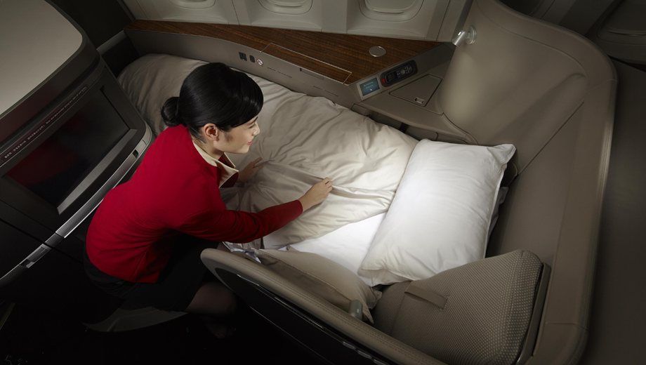 Cathay Pacific's new First Class amenity kits, sleep suit
