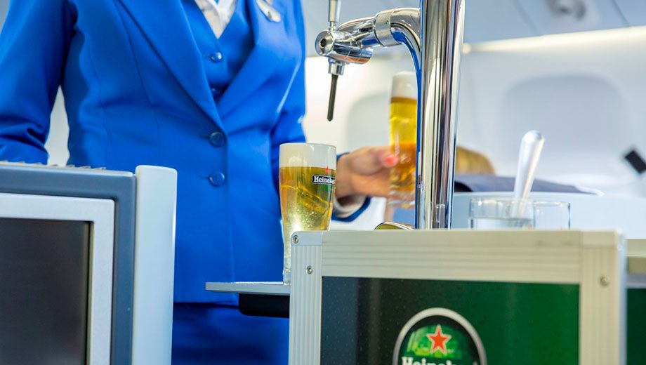 KLM is now serving Heineken draught beer on tap at 30,000 feet