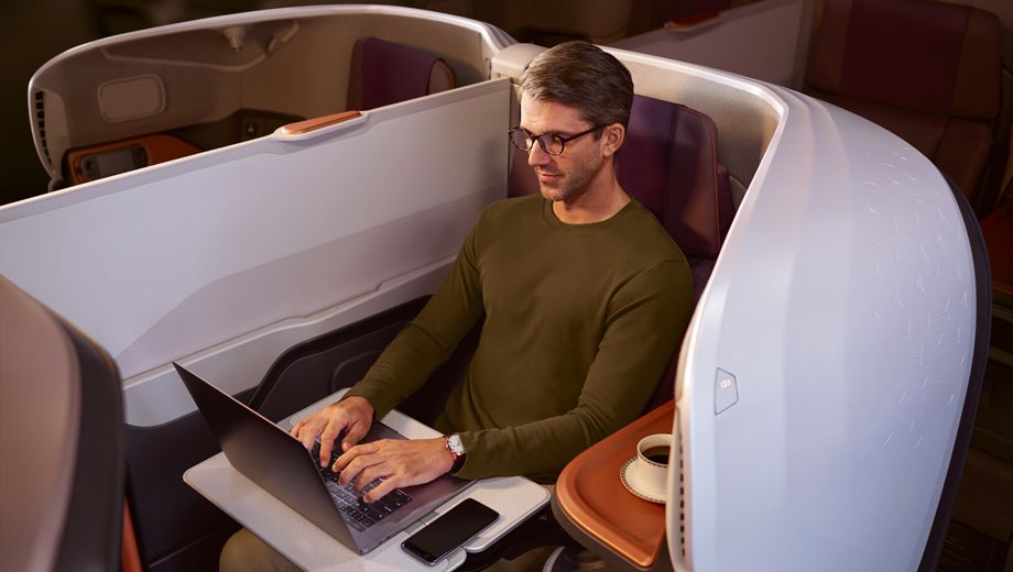 Singapore Airlines' new A380 business class seats with double bed