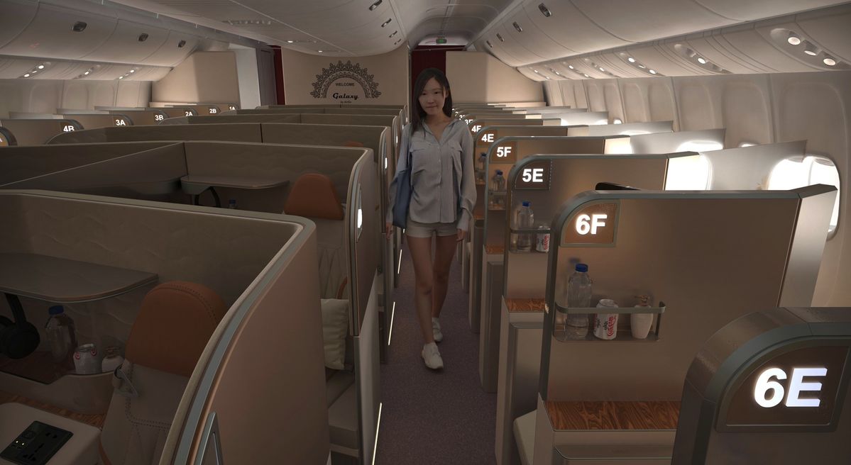 Galaxy business class concept offers space for couples and solo flyers