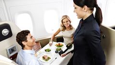 Sampling Qantas' first class tasting menu