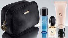 Giorgio Armani amenity kits on Qatar Airways