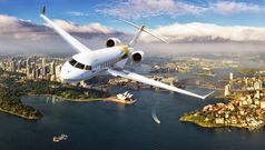 Bombardier Global 7500 jet ready for take-off