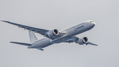 Lufthansa Boeing 777X takes flight
