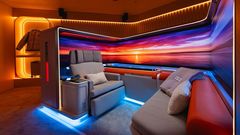 The business class suite with a wraparound screen