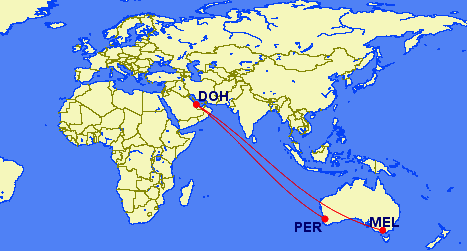 It's a long trek to Qatar's home hub in Doha – over 14 hours from Melbourne