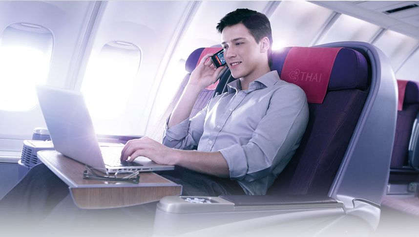 Work, dine and rest in Thai's Boeing 747 business class from Sydney to Bangkok