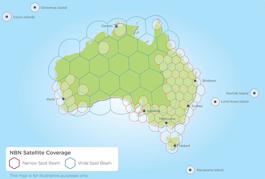 Each SkyMuster satellite blankets Australia with 101 'spot beams'