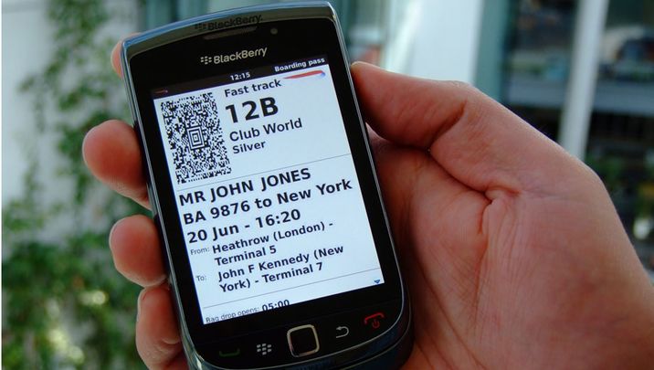 BA' BlackBerry â€˜mobile boarding passâ€™ app