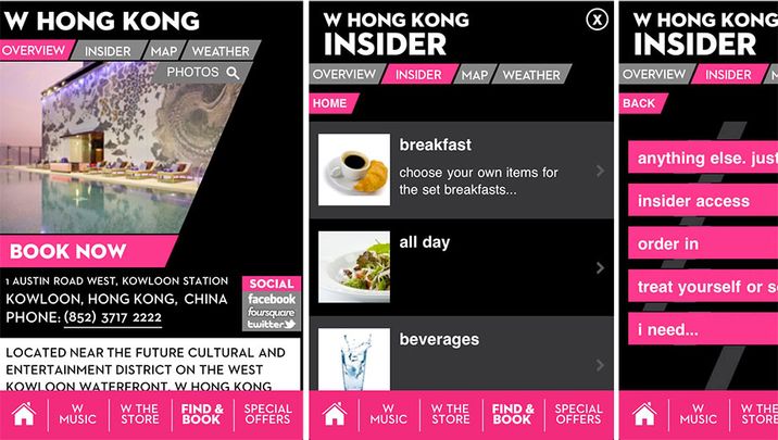 Order room service via your smartphone touchscreen