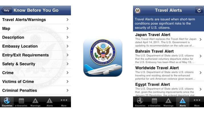 New travel alert iPhone app