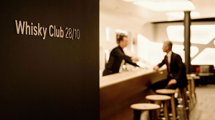 Cheers! This airport lounge has its own whisky bar