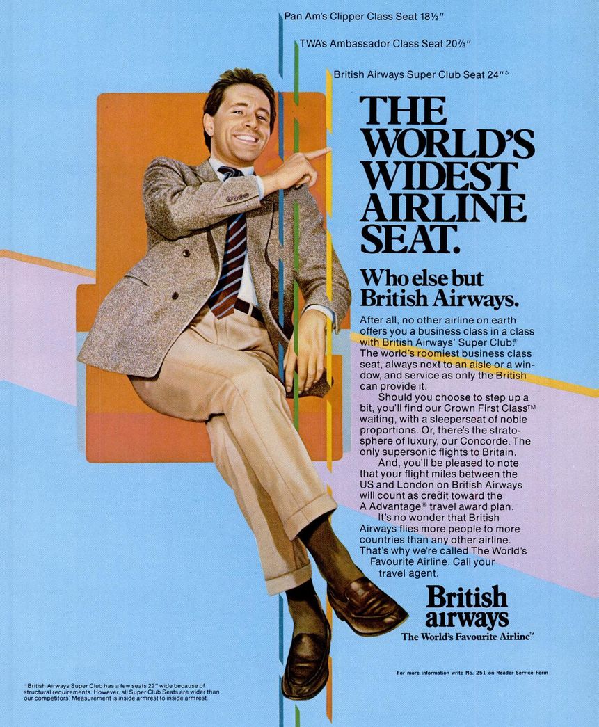 British Airways Super Club business class armchair, advertised in New York magazine, March 1993