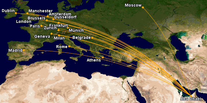 Etihad currently flies to Edinburgh too, but these flights end in September 2018...