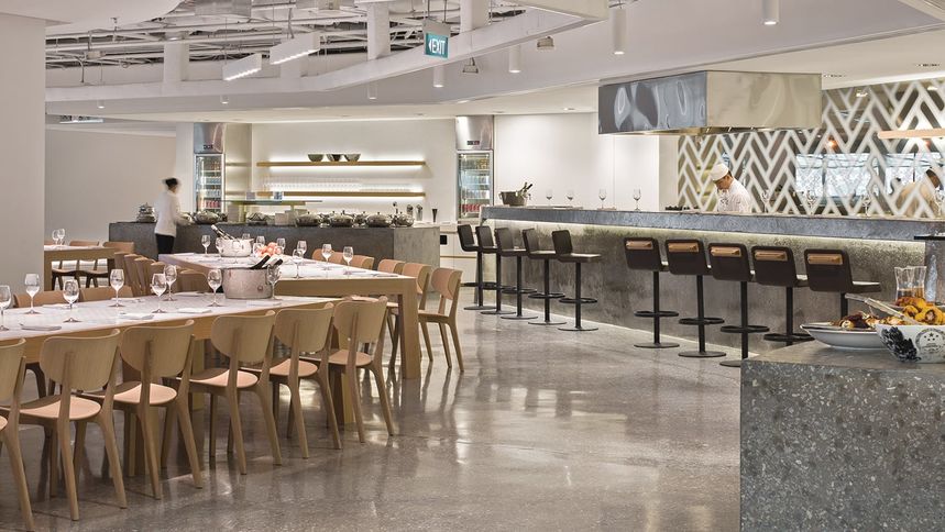 The Qantas Singapore Business Lounge.