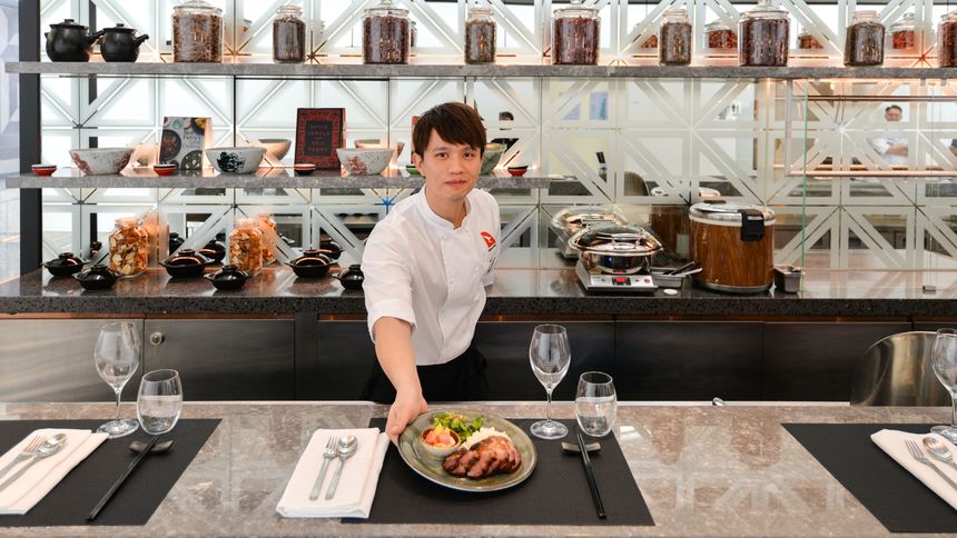 The Qantas Hong Kong Lounge.
