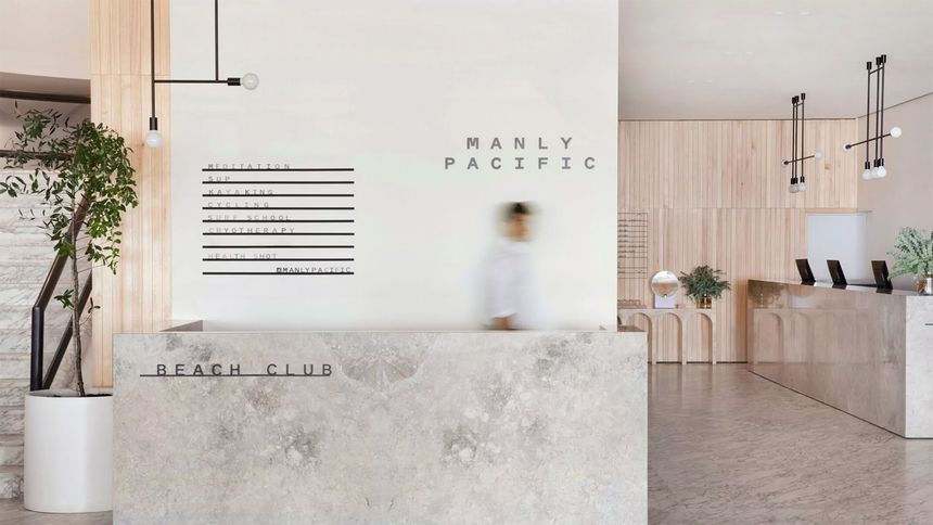 The Beach Club desk at Manly Pacific Hotel.