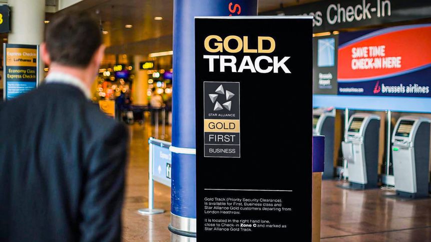 Speed through dedicated Gold Track priority security and immigration checkpoints.