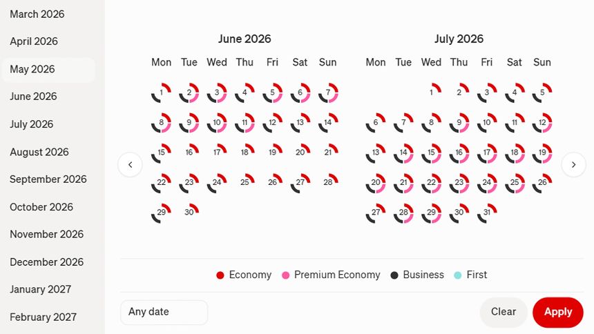 Take a flexible approach to points-based bookings in the month view.