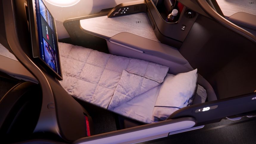 Missoni bedding remains a key feature of the A350-1000 Delta One suites.