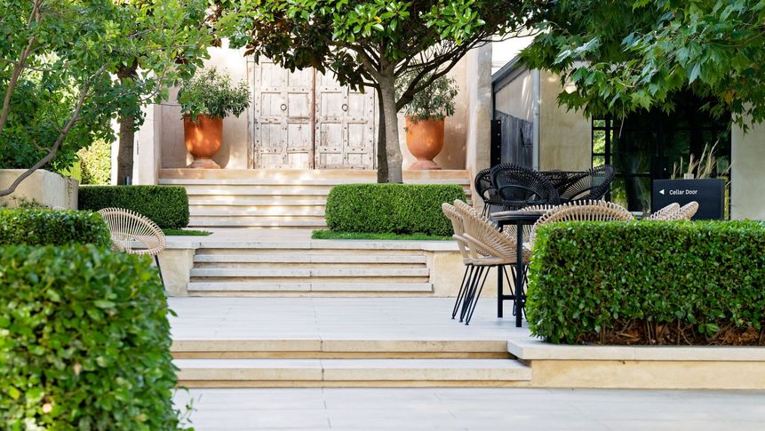 The formal gardens are beautiful from every angle.