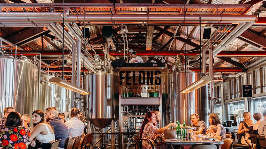 The Felons brewery is a popular spot to catch up with mates.