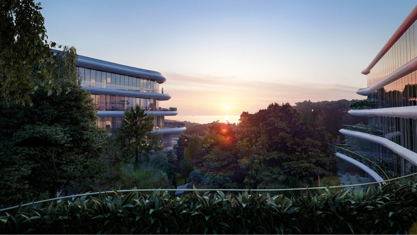 A rendering of Janu Montenegro’s striking curved exterior.