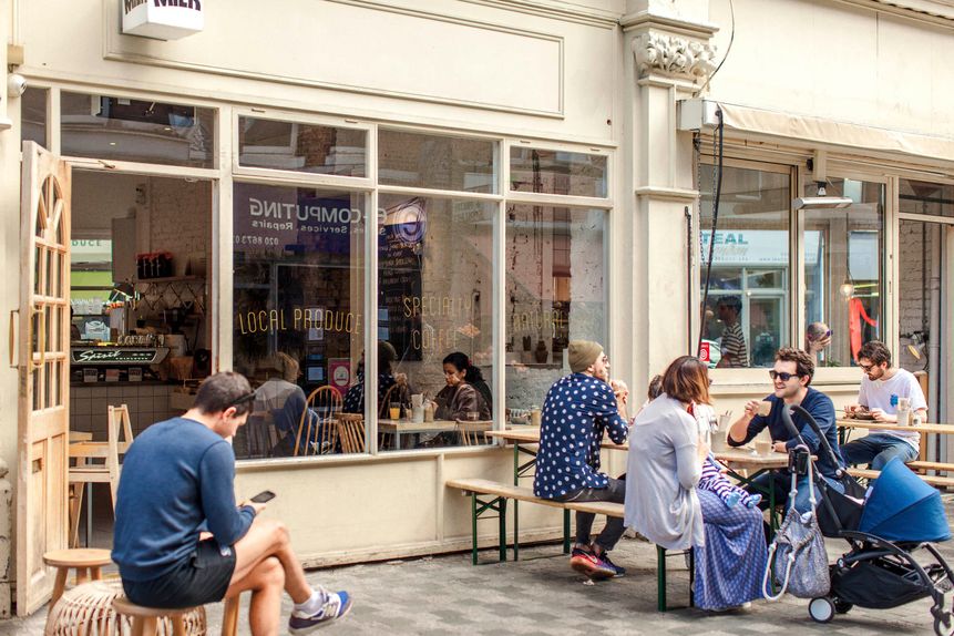 In nice weather, and with no reservations taken, outdoor seats at Milk fill up fast.