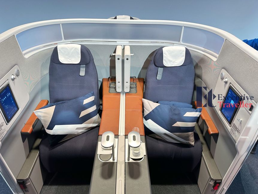 The private Double Suite at the front of the A350 Allegris business class cabin.