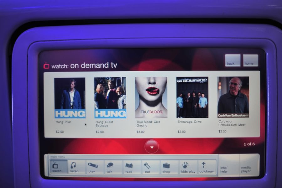 A great selection of actually good TV shows are available on demand on Virgin America