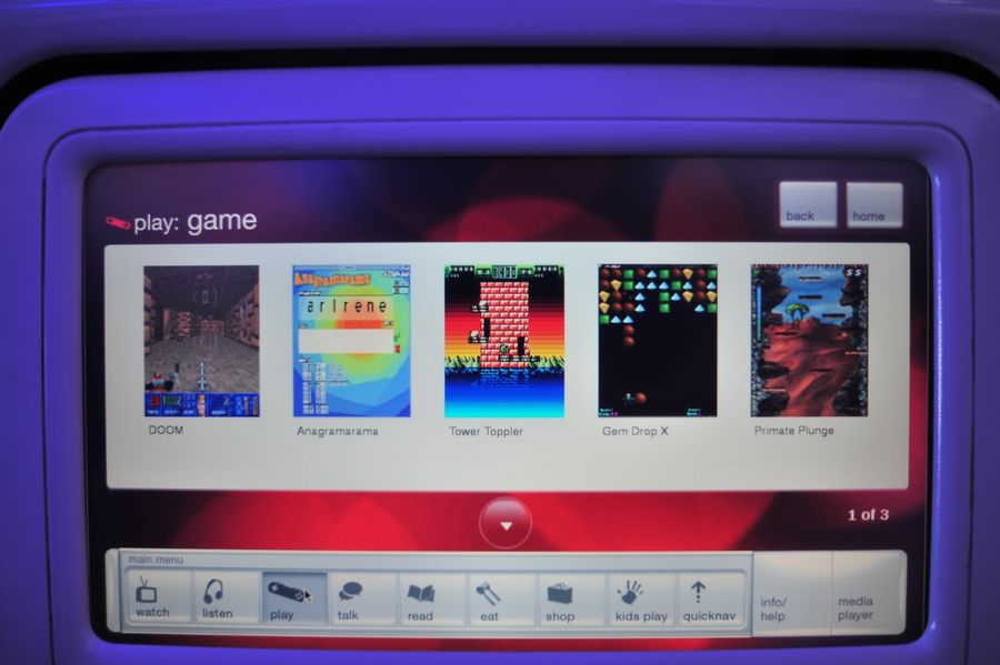 Yes, you can play Doom on your seatback. Amazing.