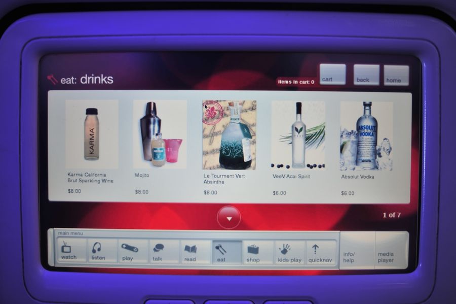 Acai berry extract and Absynthe are among the more interesting drinks you can buy on Virgin America.