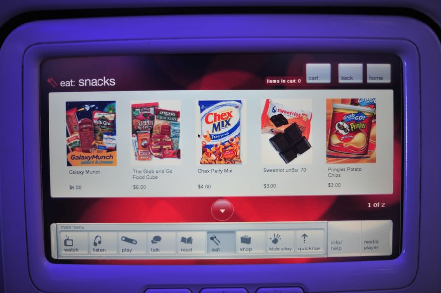 Virgin America's selection of snack-stodge if you're in the mood for that...