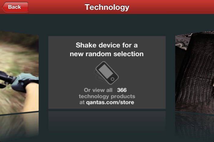Shake the device for a random selection -- Qantas has jumped on all the bandwagons here.