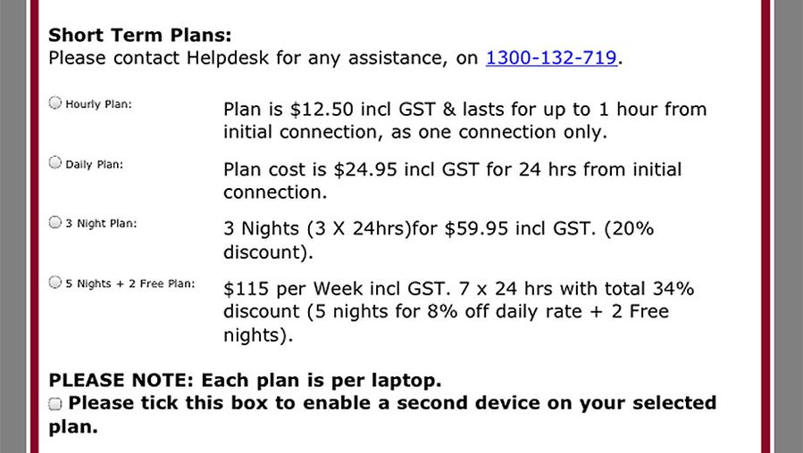 The in-room broadband internet costs for Adina on Crown St.