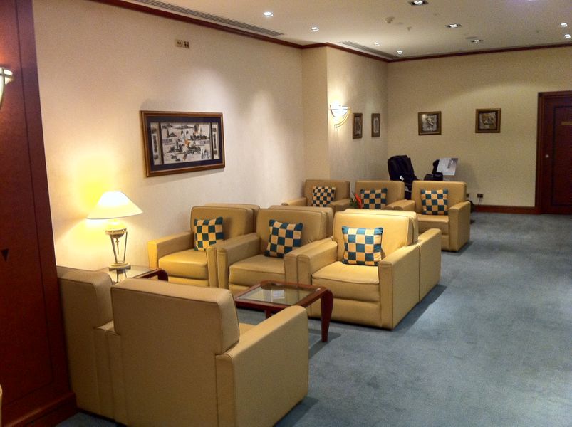 The automatic massage chair behind the sofas is great