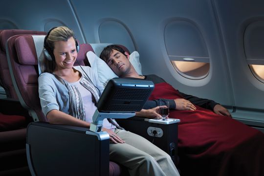 Qantas premium economy -- as they'd have you believe! On the LA-NY leg, you'll actually be sitting in economy unless you upgrade.