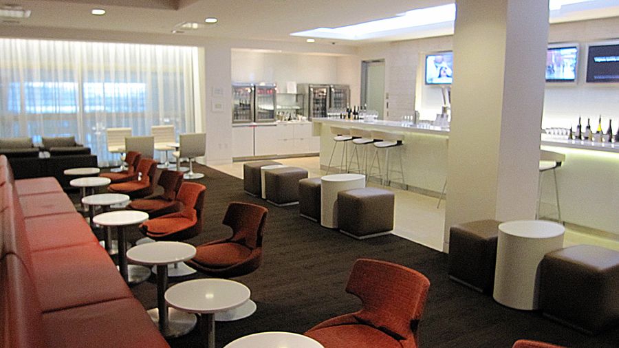 The bar is open -- albeit unattended -- at the Qantas lounge in LAX