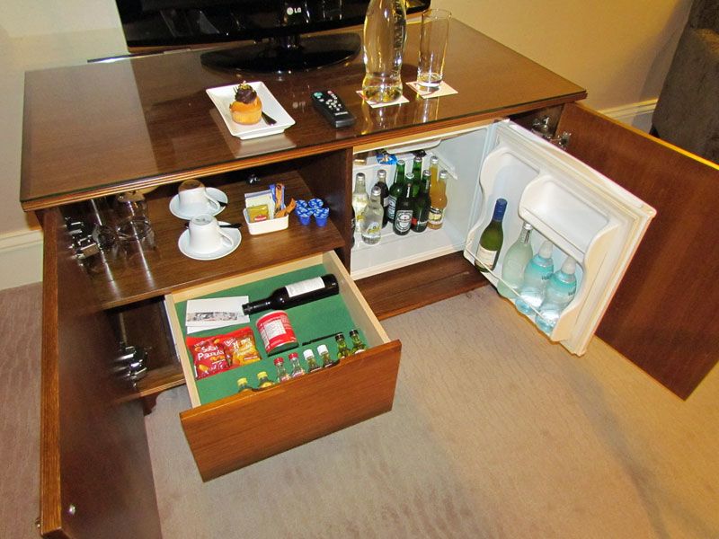 A plentiful minibar in a fridge that could also store your own drinks was a refreshing change.